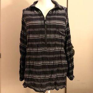 Max Edition Black and White Plaid Half Zip Up Shirt